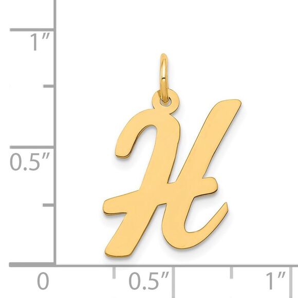 Kazi Luxury 14k Yellow Gold Large Script Letter H Initial Charm - Picture 4 of 4